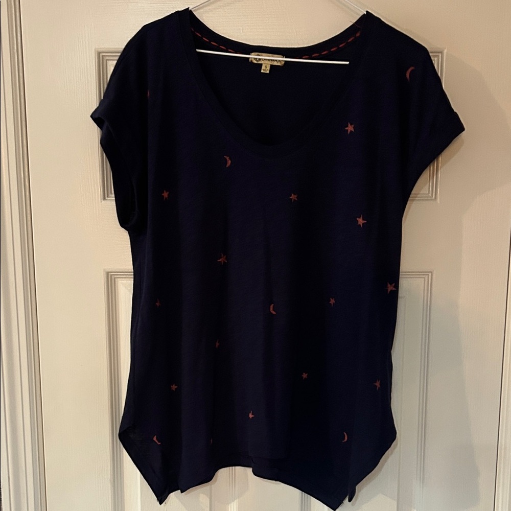 Democracy Midnight Blue Top with Red Stars